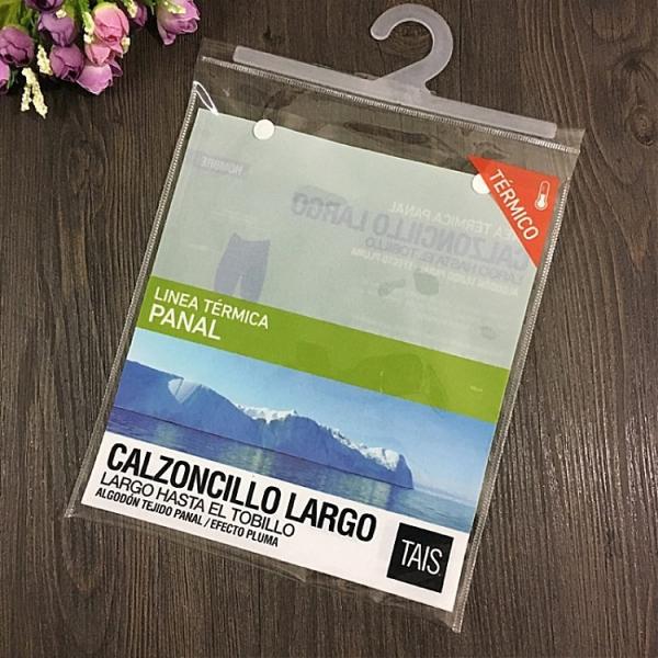 Custom Clear plastic PVC clothing packaging bag with hanger hook high quality underwear T shirt bag