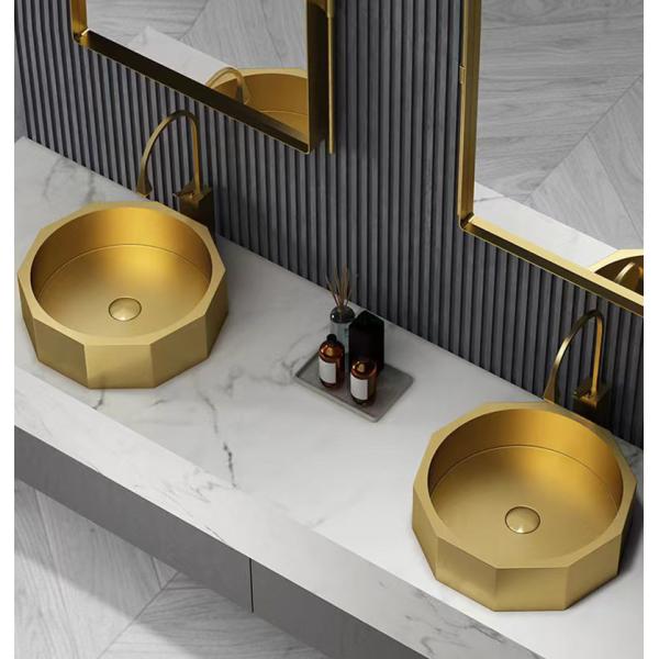 Luxury Stainless Steel Wash Basin , Brushed Gold Vanity Vessel Sink OEM ODM