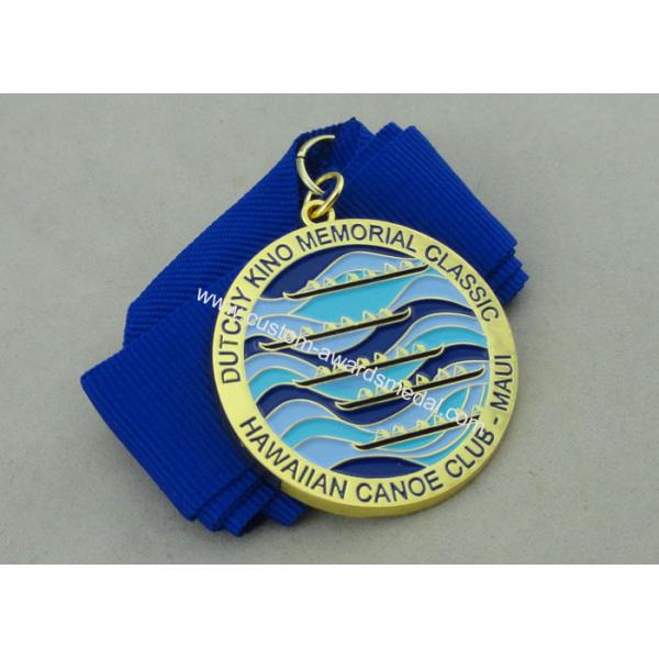 Hawaiian Canoe Club Ribbon 3d Medal by Zinc Alloy Die Casting With Gold Plating