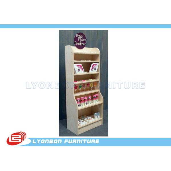 White Natural Pine Wooden Display Stands Multi Layers For Shopping center