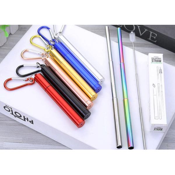 Durable Kitchen Household Items Telescopic Stainless Steel Straws Three Section