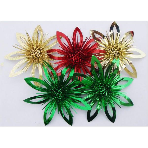 Red Shinny PET Self - adhesive Fancy Bows for hair , Pre made Gift Flower Ribbon Bow