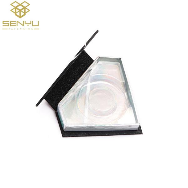 Eco Friendly Cosmetic Packaging Boxes / Black Glitter Paper Card Eyelash Box
