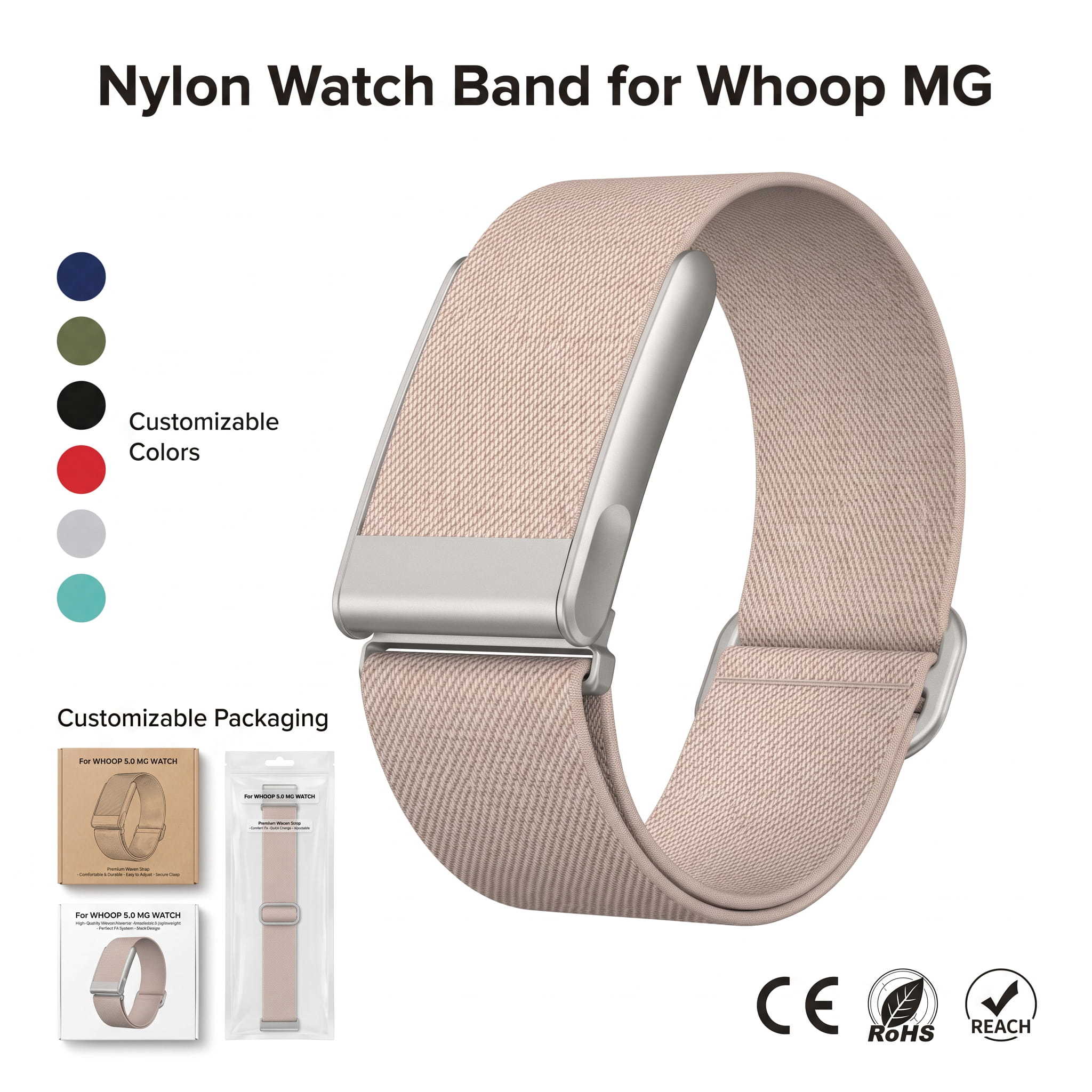 Breathable Elastic Braided Nylon Band for Whoop MG Soft Comfort Strap Universal Fitness Tracker Nylon Watch Straps