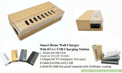 Smart Home Wall Charger With 8 Ports USB Charging station r for Iphone / iPod/Ipad/Samsung SHC008
