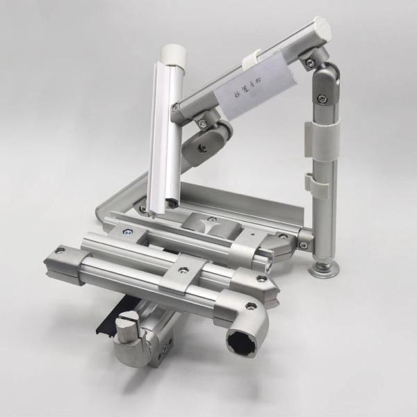Aluminum Alloy Sandblasting Parallel Holder Pipe Connector Silver White For Workbench Frame