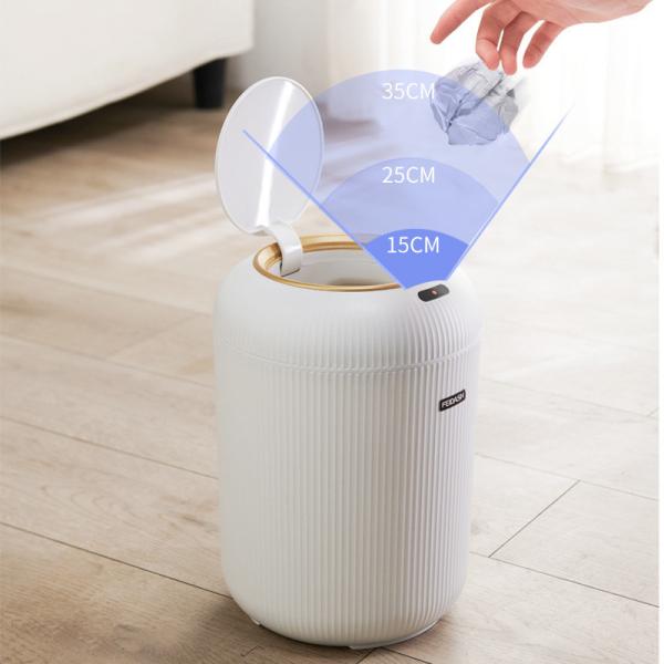 Smart Sensing Fashion Light Luxury Trash Can Lantern Stripe with Cover Household Living Room Bedroom Trash Can