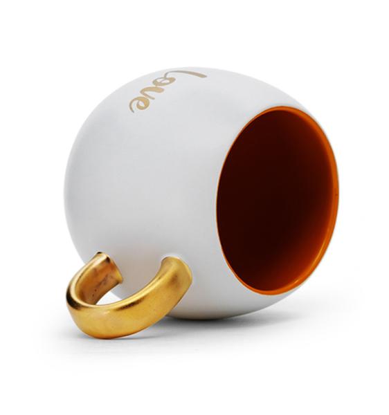 Painterly Decal On Glaze Ceramic Coffee Mugs with golden handle for Valentine‘s Day Birthday