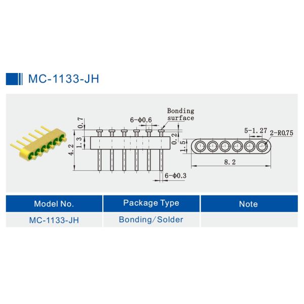 7-Pin Nail Head Glass To Metal Hermetic Seal Header With Gold Wire Bonding Surface MC-630-JH