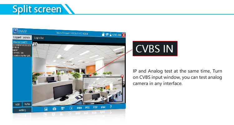 Тестер CCTV управлением 4K H.265 H.264 PTZ