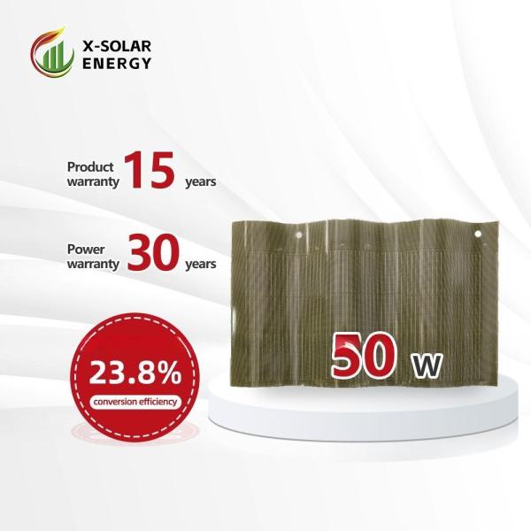 Carreaux de toit solaire à courbe verte Carreaux de toit solaire photovoltaïque BIPV 50W