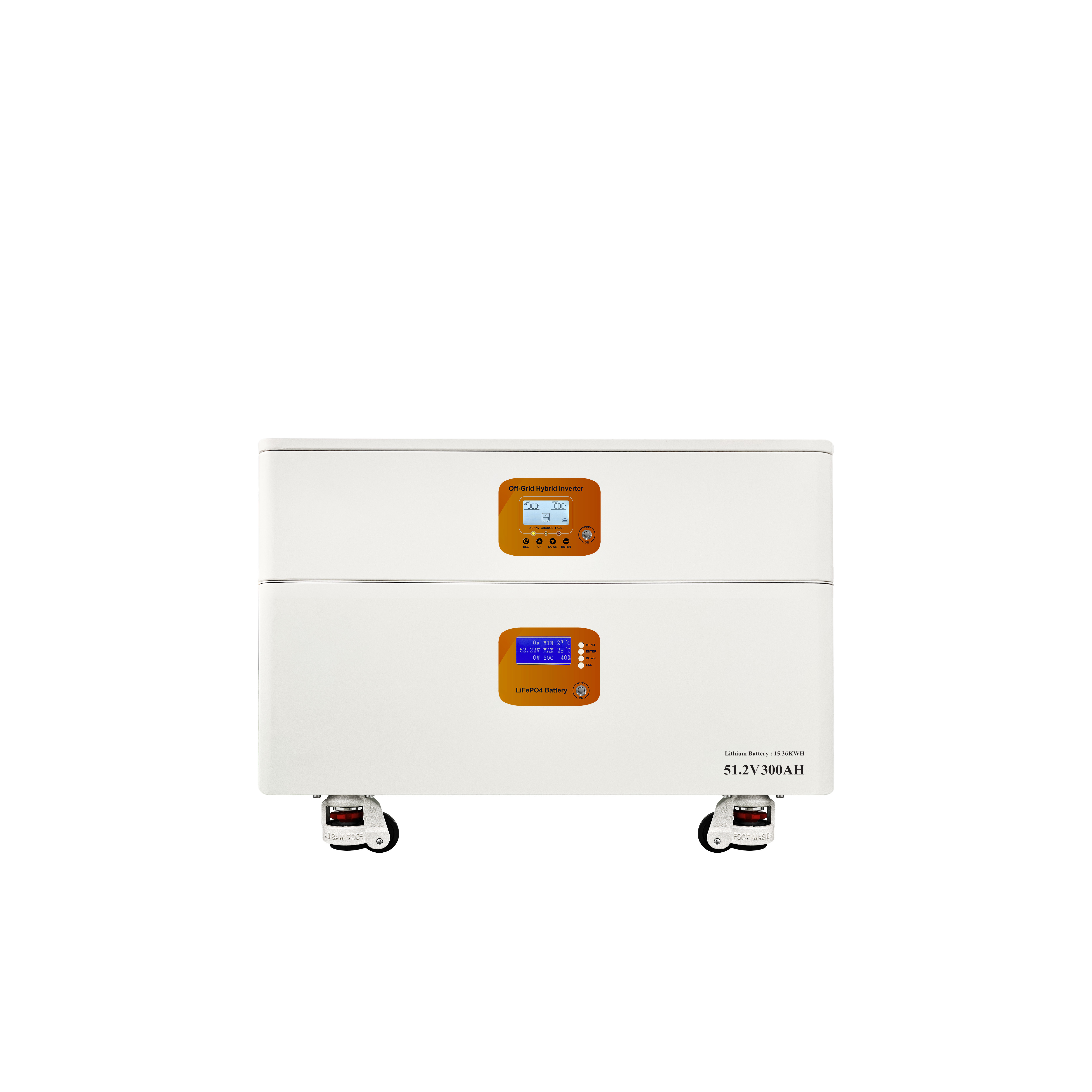 12KW Hybrid Inverter Parallel Up To 6 Units 51.2V Horizontal Stacked Solar Storage System expandable energy storage 15.36~61.44kWh capacity optional dual MPPT PV input