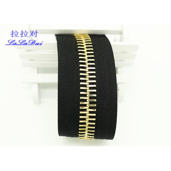 Blackpolyester Tape Brass Zipper By The Yard  , Ykk Type Teeth 24 Inch Open Ended Zip