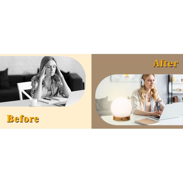 Circular Sad Bedside Lamps 10000LUX Light Therapy Lamp With Timer