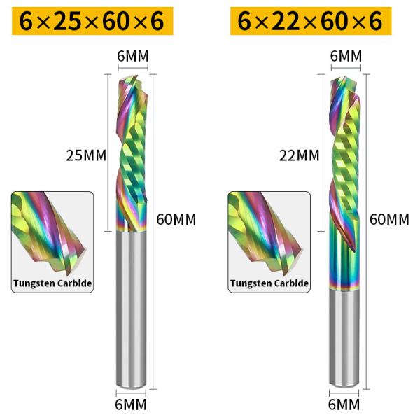 Single-Edge Composite Milling Cutter for Solid Wood Density Board Colorful Coating up Cut CNC Engraving Machine OEM Customizable