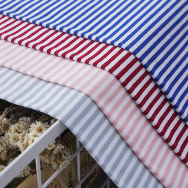 Ткань из полосатой хлопчатобумажной футболки, пряжа, окрашенная, материалы для поглощения влаги 170 гм 40 С