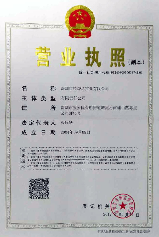 Firstop Group Co. Limited Certifications