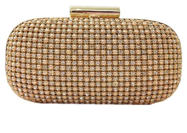Trendy Pearl Bead Mesh Evening Bags Hard Case For Wedding Party