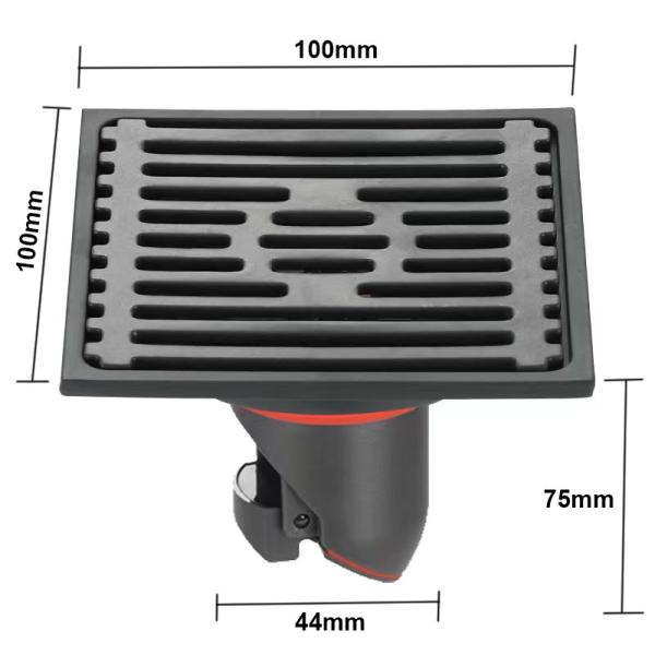 Matte Black Shower Floor Drain 4 Inch With Stainless Steel Material