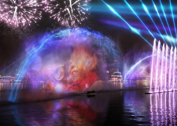 Amazing Water Effect Light Projector , Digital Water Screen Movie For Square