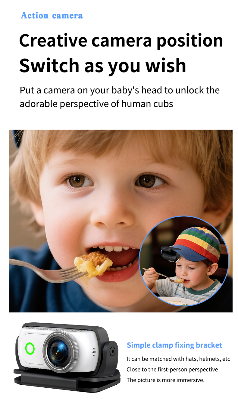 Wireless WiFi APP Fast Video Photo Transfer Magnetic Lanyard Stand Portable Action Cam Wholesale Supply