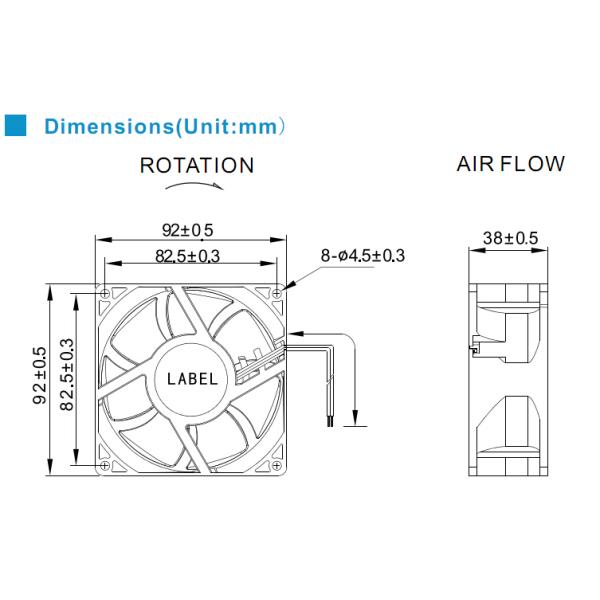 Plastic Frame 92mm CPU Cooling Fan DC Ventilation Fan for Industrial Machine