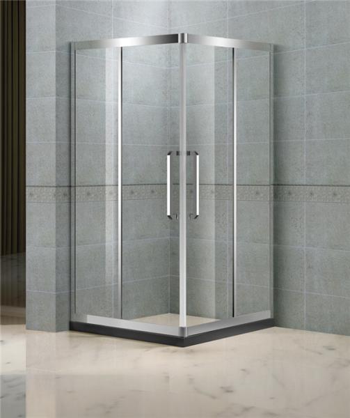 Corner Enter Sliding Shower Boxes With Two Middle Stainless Steel Profiles and 8 MM Tempered Glass