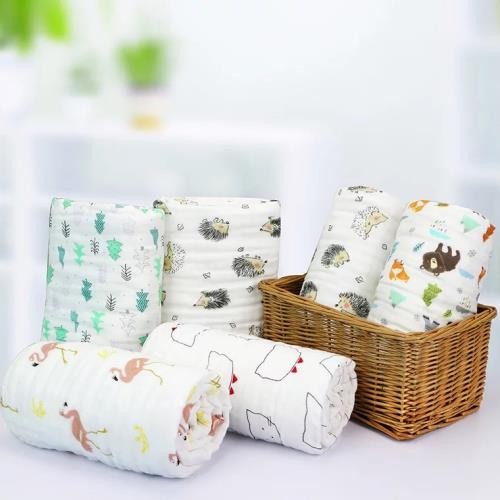 Absorbent Infant Receiving Blankets , Soft Muslin Blankets For Teething / Drooling