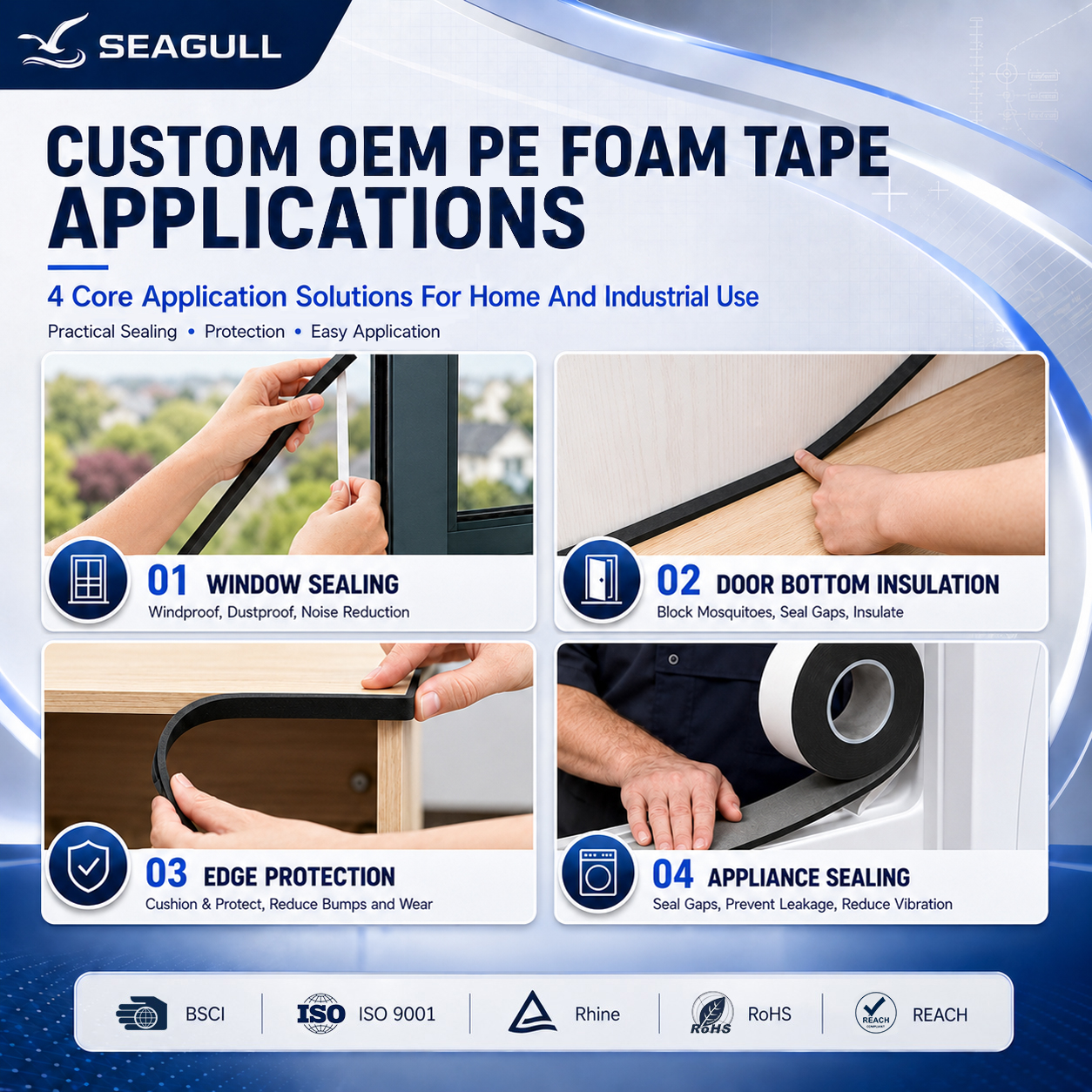 Custom Width Double Sided Industrial Adhesive EVA Foam Mounting Tape Manufacturer