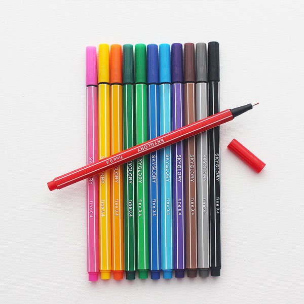 Professional Colorful Flower Color Simple Coloring Fineliner Fine Pen Set