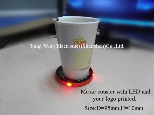 Melody Flashing Coaster with Custom Logo Printing, Flashing Function, and Antiskid Surface for Promotional Gifts