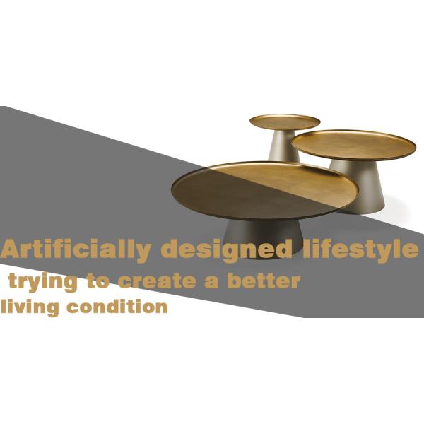 Sleek Round Tray Top Coffee Table , Minimalist Marble Top Center Table