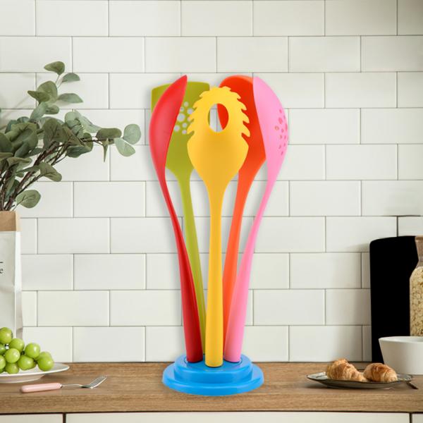 Silk Printing Logo Kitchen Utensil Set Durable Nylon 8-Piece Kitchen Cooking Utensils