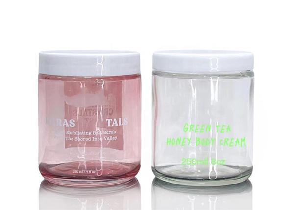 CE Glass 8 Oz Candle Jars 250ml Cream Jar With Plastic Aluminum Cap