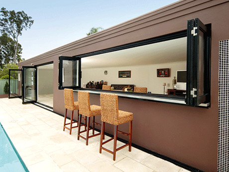 Sistema comercial alumínio de vidro moderado Windows Bifold para o Bi da porta da dobra do bi dos lowes da sala de visitas que dobra portas exteriores