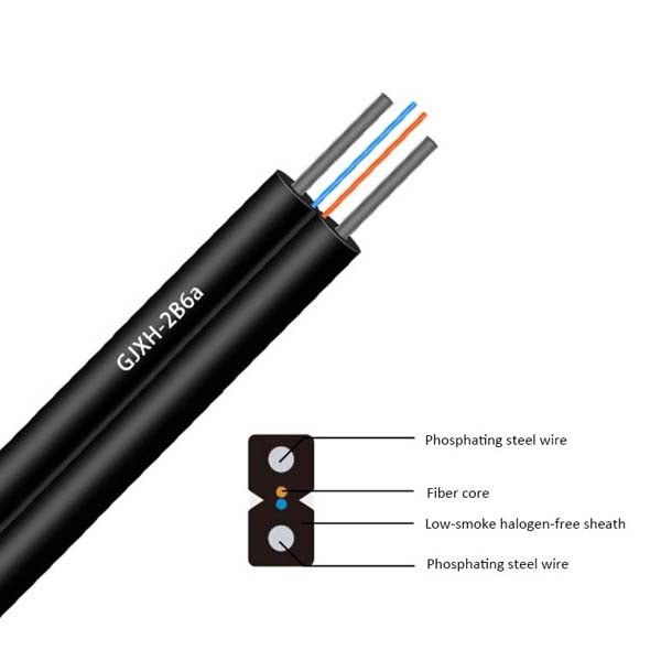 FTTH Drop Fiber Optic Cable GJXH 2 Steel Strength Member 1 2 4 Core Indoor