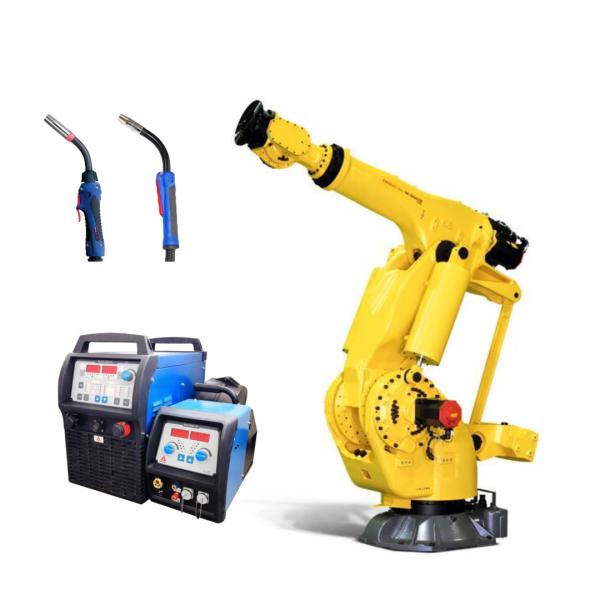 6 eixo 700 kg FANUC M-900iB/700 braço robótico com soldadora AOTAI e arma BINZEL MAG