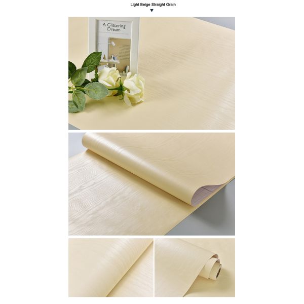 Realistic Wood Texture PVC Furniture Film Waterproof Self Adhesive Home Office Decor