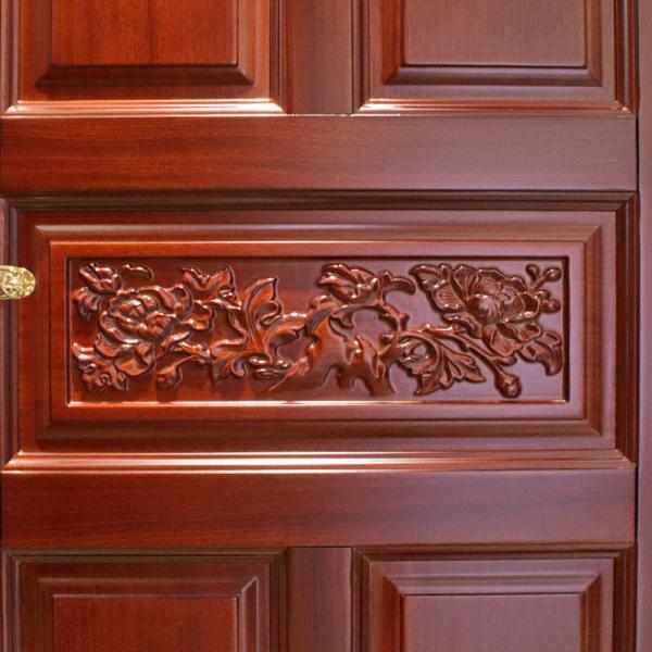 PU Painting Solid Wood Carved Doors 88cm Width Interior Wooden Door