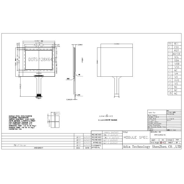 FSTN 128x64 MPU Interface LCD Graphic Module With 1/9 Bias Driving