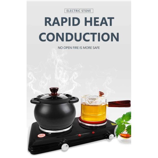 Two Burners Electric Stove Non Stick Coating with Overheat Protection
