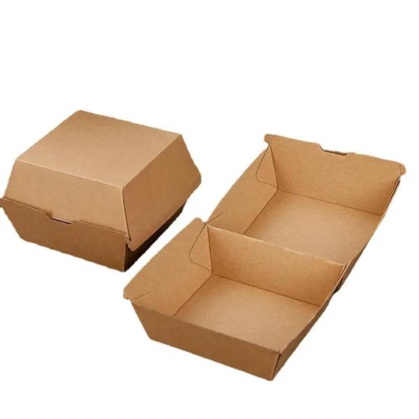 Custom Logo Square Folding Paper Burger Box Corrugated Burger Boxes