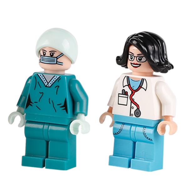MOC character career model hospital patient nurse paramedic doctor mini figures building blocks