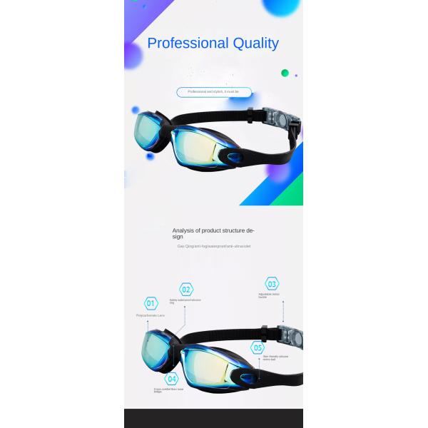 UV Resistance Adult Swimming Glasses Customized Anti Mist Swimming Goggles