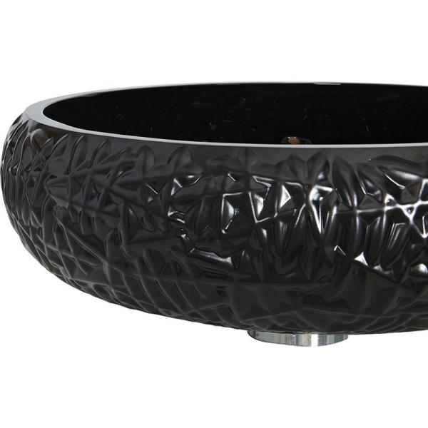 440mm Height Black Bathroom Vessel Sink Round Lacquered Exterior Crystal Ball Shape