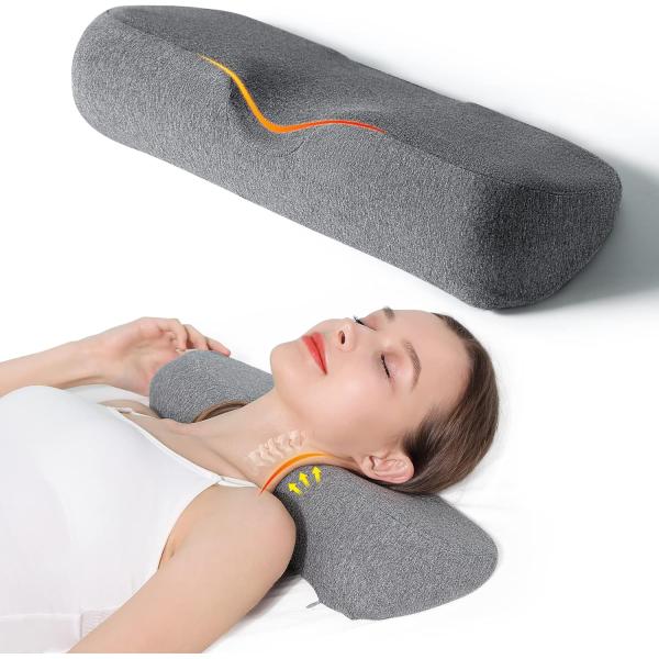 Portrait Pattern Memory Foam Neck Bolster Pillow for Pain Relief Sleeping Aid Support
