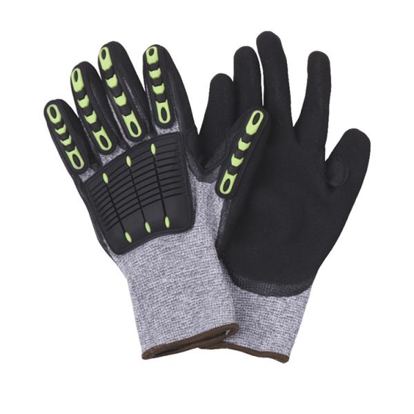 TPR Coated N-D137 CE HPPE Knitted Nitrile Sandy Impact Resistant Cut Resistant Gloves
