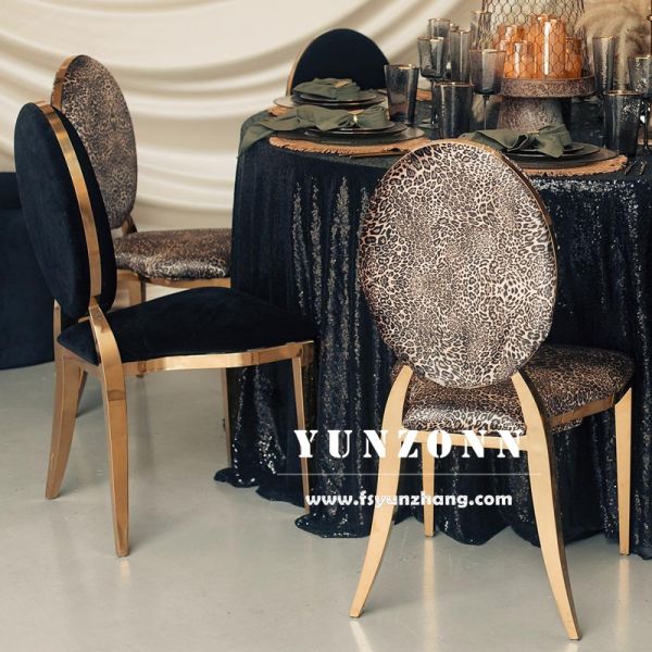 Modern Luxury Leopard Print Velvet Gold Leg Dining Chairs Wedding Event Furniture with Metal for Hotel Outdoor Living Room Use