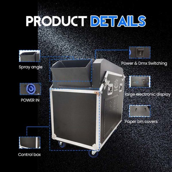 Power Confetti Machine with 20-25M Spray Height 2000W Power and DMX512 Control for Stage Events