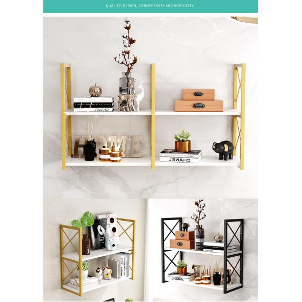 2 Tiers Golden Wooden Floating Wall Mount Shelves for Bedroom Moon Nordic Wall Shelf